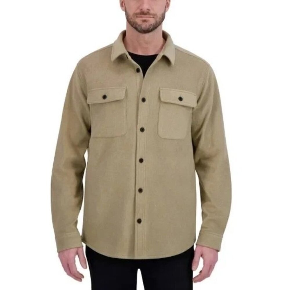 Kirkland Signature Men's S  Olive Button-Up Shirt Flannel Shirt Jacket  M0890